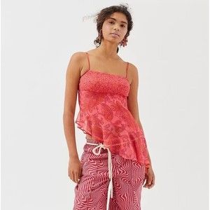 Urban Outfitters UO Ecote Paris Paisley Asymmetrical Pink Cami Top SMALL